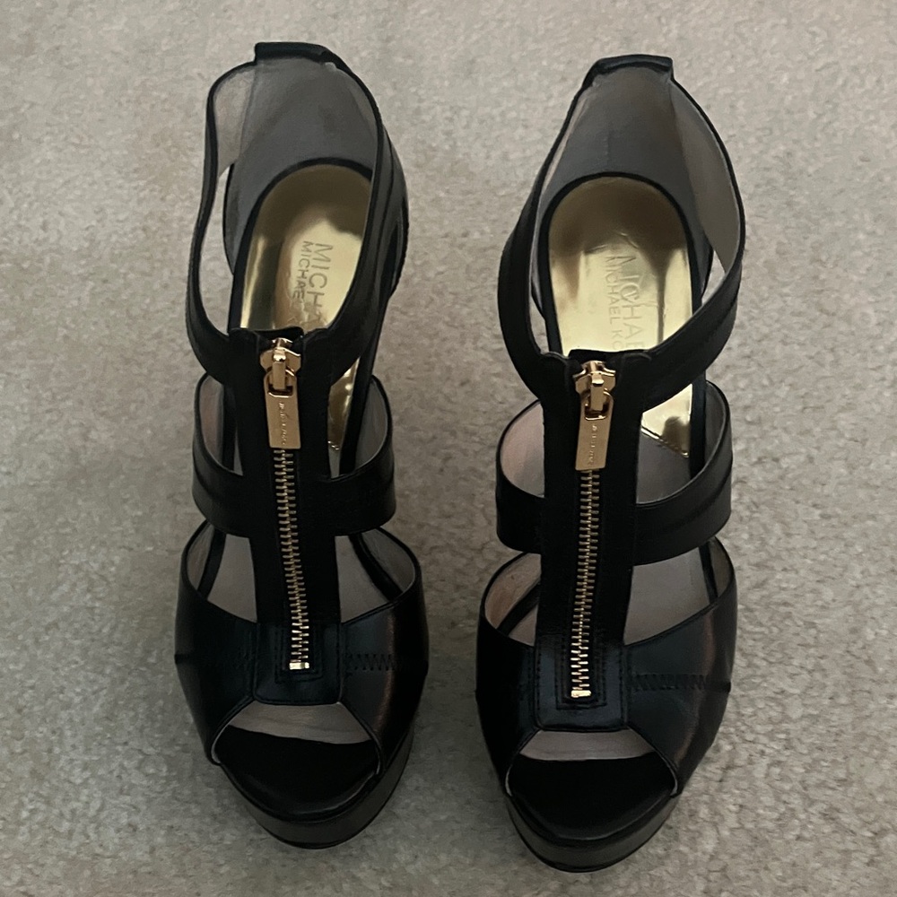 Michael Kors Black Heels with Gold Zipper wore 3 times